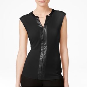 Calvin Klein Black Top with Gold Accessories - Sleeveless - Size Medium